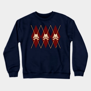 Kitty X-Bones Argyle Maroon Crewneck Sweatshirt